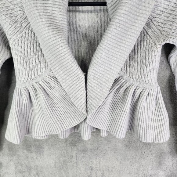 Womens Gray Express Design Studio Knitted Peplum Cardigan Sweater Wool Blend S - Picture 3 of 11